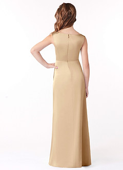 Azazie Sadia Junior Robe Trapèze en Satin extensible Plissée Champagne image3
