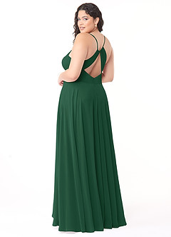 Azazie Avelina Bridesmaid Dresses Dark Green A-Line V-Neck Pleated Chiffon Dress image9
