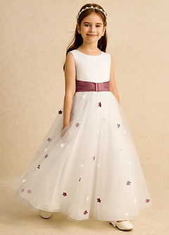Azazie Cricket vestidos de niña de las flores Vestido de Marfil Amatista de Satin Mate de Princesa con Plisado image7