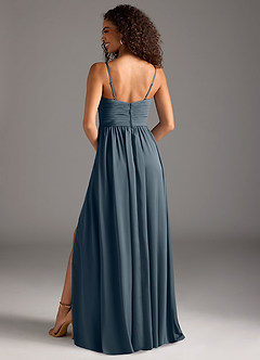 Azazie Alia Bridesmaid Dresses Twilight A-Line Pleated Stretch Satin Dress image4