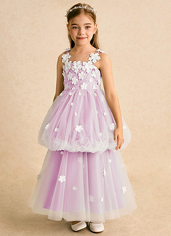 Azazie Teacup vestidos de niña de las flores Vestido de Marfil Rosa Caramelo de Tul de Princesa con Encaje image8