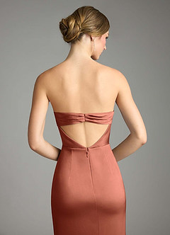 Azazie Leonis Bridesmaid Dresses Clay Mermaid Pleated Stretch Satin Convertible Dress image7