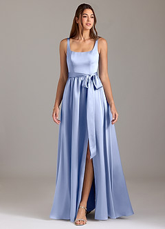Azazie Elliott Bridesmaid Dresses Ice A-Line with Pockets Stretch Satin Dress image3