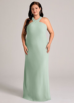 Azazie Doretta Bridesmaid Dresses Agave Mermaid Pleated Chiffon Dress image6