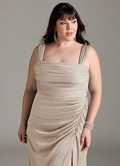 Azazie Jesaphine Bridesmaid Dresses Frost Sheath Bow Stretch Satin Dress image12