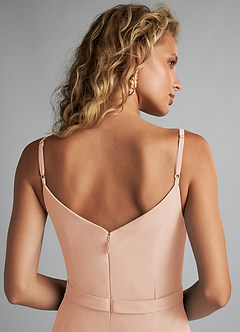 Azazie Summer Bridesmaid Dresses English Rose Mermaid Scoop Cowl Chiffon Dress image6