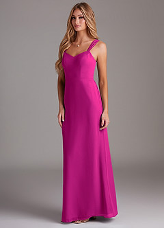 Azazie Denice Vestidos de damas de honor Vestido de Fucsia de Gasa de Recto con Plisado image4