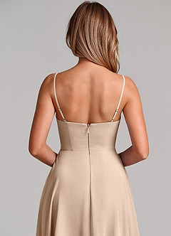 Azazie Elle Robes de demoiselle d'honneur Robe Trapèze en Mousseline de soie Plissée Taupe image2