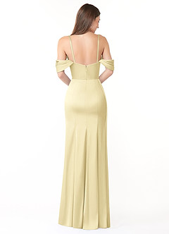 Azazie Amyra Bridesmaid Dresses Lemon Sorbet Mermaid Off the Shoulder Stretch Satin Convertible Dress image2