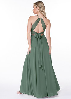 Azazie Evalleen Bridesmaid Dresses Eucalyptus A-Line Pleated Chiffon Dress image6