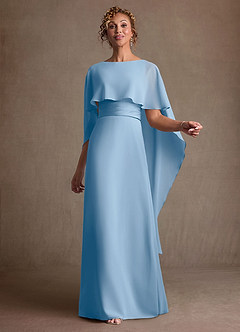 Azazie Marilla Mère de la mariée Robes Robe Trapèze en Mousseline de soie Plissée Poudre Bleue image1