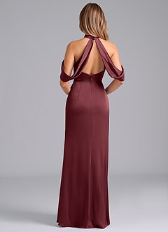 Azazie Bonny Bridesmaid Dresses Merlot Mermaid Off the Shoulder Stretch Satin Dress image2
