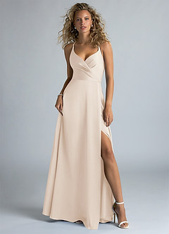 Azazie Davis Bridesmaid Dresses White Alabaster A-Line Pleated Stretch Satin Dress image2