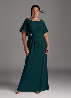Azazie Louanne vestidos de madre de la novia Vestido de Pino de Punto de lujo de Sirena con Cuello barco plisado image7