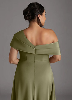 Azazie Milton Mother of the Bride Dresses Pistachio A-Line Pleated Stretch Satin Dress image10