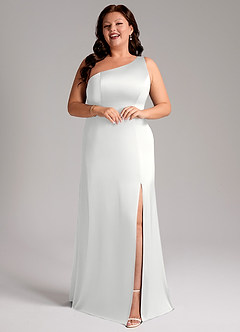 Azazie Phaedra Suknie dla druhen Linia A Jedno ramię Satyna elastyczna Do ziemi Sukienka image6