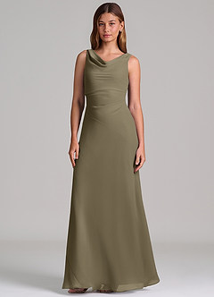 Azazie Nerine Brudtärnklänningar Klä av A-Linje i Chiffong Plisserad Pilgrön image4