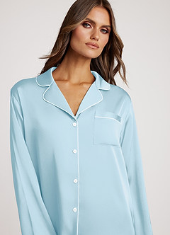 front Robes satijnen jurk met mouwen en kraag