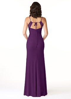 Azazie Reneya Bridesmaid Dresses Grape Mermaid Bow Mesh Dress image2