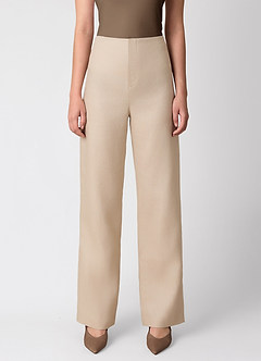 front 100% European Linen Wide-Leg Pants