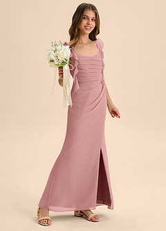 Azazie Jessamine Junior Dusty Rose Mermaid Sweetheart Neckline Chiffon Dress image4