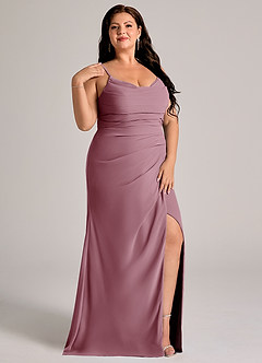 Azazie Deandra Bridesmaid Dresses Vintage Mauve Mermaid Pleated Chiffon Dress image11