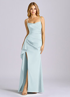 Azazie Sarai Robes de demoiselle d'honneur Robe Fourreau en Satin extensible Corset Brume image3