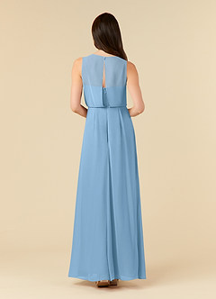 Azazie Marchioness Mother of the Bride Dresses Steel Blue A-Line Scoop Pleated Chiffon Dress image2