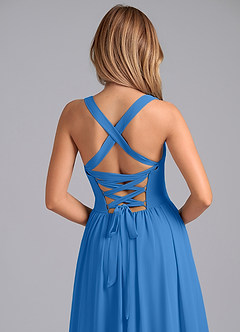 Azazie Francis Bridesmaid Dresses Blue Jay A-Line Corset Chiffon Dress image7