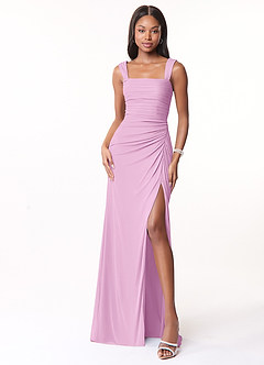 Azazie Jesaphine Bridesmaid Dresses Candy Pink Sheath Ruched Mesh Dress image5