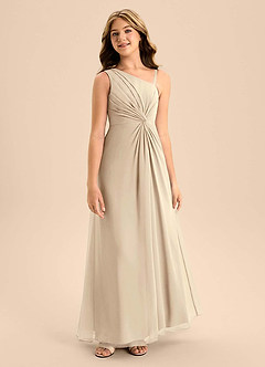 Azazie Brooke Junior Champagne A-Line Side Slit Chiffon Dress image5