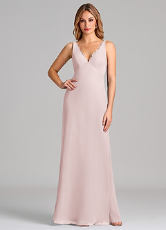 Azazie Tianna Final Sale Blushing Pink Sheath Chiffon Dress image1