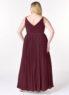 Azazie Raychelle Brautjungfernkleider A-Linie V-Hals Chiffon Kleid Cabernetrot image8