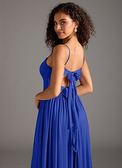 Azazie Zeya Final Sale Royal Blue A-Line Pleated Mesh Dress image6