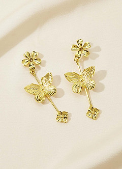 front Orecchini pendenti a forma di farfalla dorata