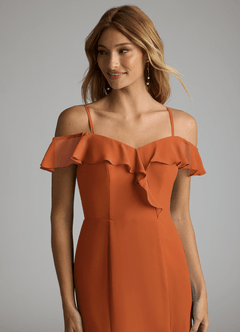 Azazie Sophie Bridesmaid Dresses Cinnamon A-Line Off the Shoulder Chiffon Convertible Dress image2