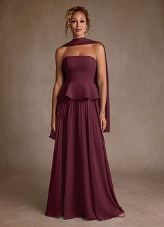 Azazie Josabeth Mother of the Bride Dresses Cabernet A-Line Pleated Chiffon Dress image5