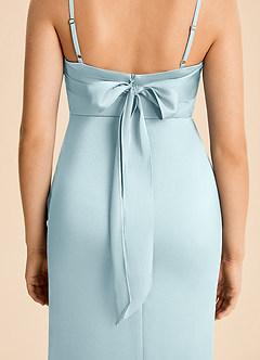 Azazie Mia Junior Cloud Blue Mermaid Pleated Stretch Satin Dress image6