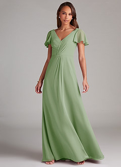 Azazie Soren Bridesmaid Dresses Dusty Sage A-Line Ruched Chiffon Dress image3