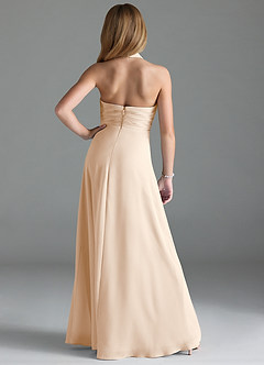 Azazie Tessie Junior White Alabaster A-Line Pleated Chiffon Dress image2