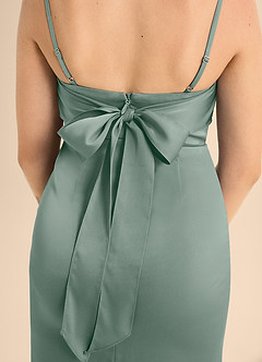 Azazie Mai Junior Silver Sage Sheath Sweetheart Neckline Stretch Satin Dress image11