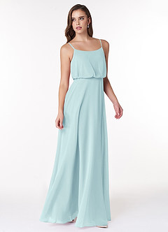 Azazie Lupe Bridesmaid Dresses Sea Glass A-Line Scoop Blouson Chiffon Dress image4