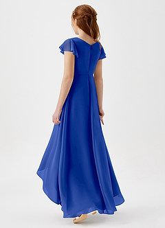 Azazie Breanne Junior Vestido de Azul Real de Gasa de Corte En A image3