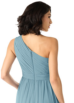 Azazie Mathilda Final Sale Moody Blue A-Line One Shoulder Chiffon Dress image5