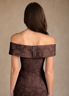 Azazie Medford Final Sale Ganache A-Line Off the Shoulder Floral Burnout Dress image8