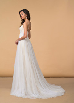 Azazie Nikita Wedding Dresses A-Line Sequins Tulle Chapel Train Dress image2