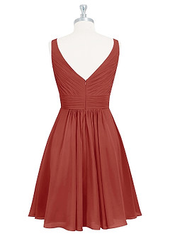 Azazie Grace Abiti da Damigella Abito A-Line in Chiffon Plissettato Terracotta image8