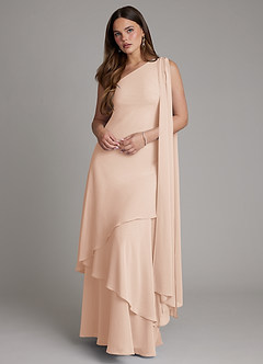 Azazie Monique Bridesmaid Dresses English Rose A-Line One Shoulder Chiffon Dress image1