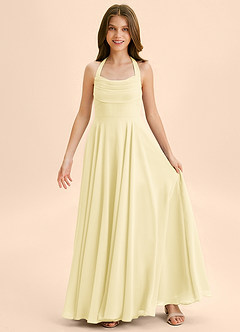 Azazie Kady Junior A-Linie Herzausschnitt Chiffon Kleid Zitronensorbet image3