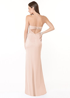 Azazie Leonis Bridesmaid Dresses Blushing Pink Mermaid Pleated Stretch Satin Convertible Dress image5
